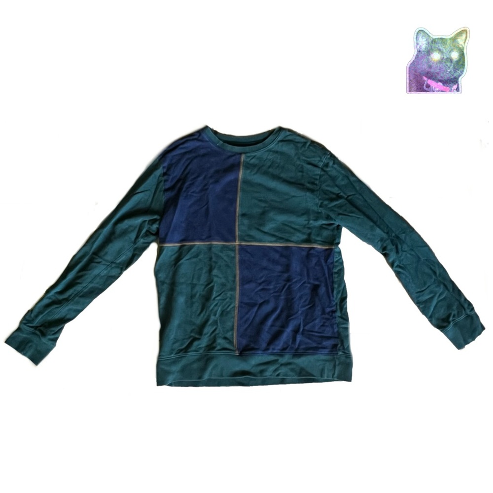 Green and Navy Patchwork Sweatshirt